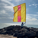 Decorative festival flag with tall vertical design