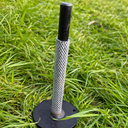 Metal ground spike base for use on grass