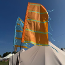 Festival flag designed to stand out outdoors