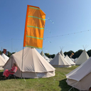 Eco-friendly festival flag crafted from recycled materials
