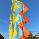 Modern festival flag with clean vertical shape