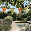 Close-up of bunting fabric with satin sheen