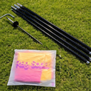 Festival Flag Bundle with recycled flag, flag pole and base outdoors