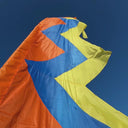 Bright festival flag made from recycled fabric