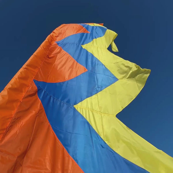 Bright festival flag made from recycled fabric